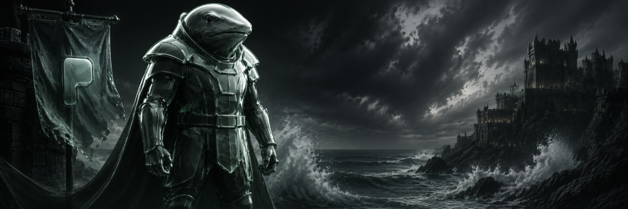 PONSWHALE before a stormbound gothic sea fortress